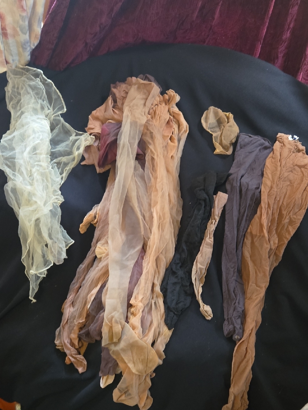 Multiples Vintage Sheer Hosiery Lot in Black, Tan, Brown, Cream